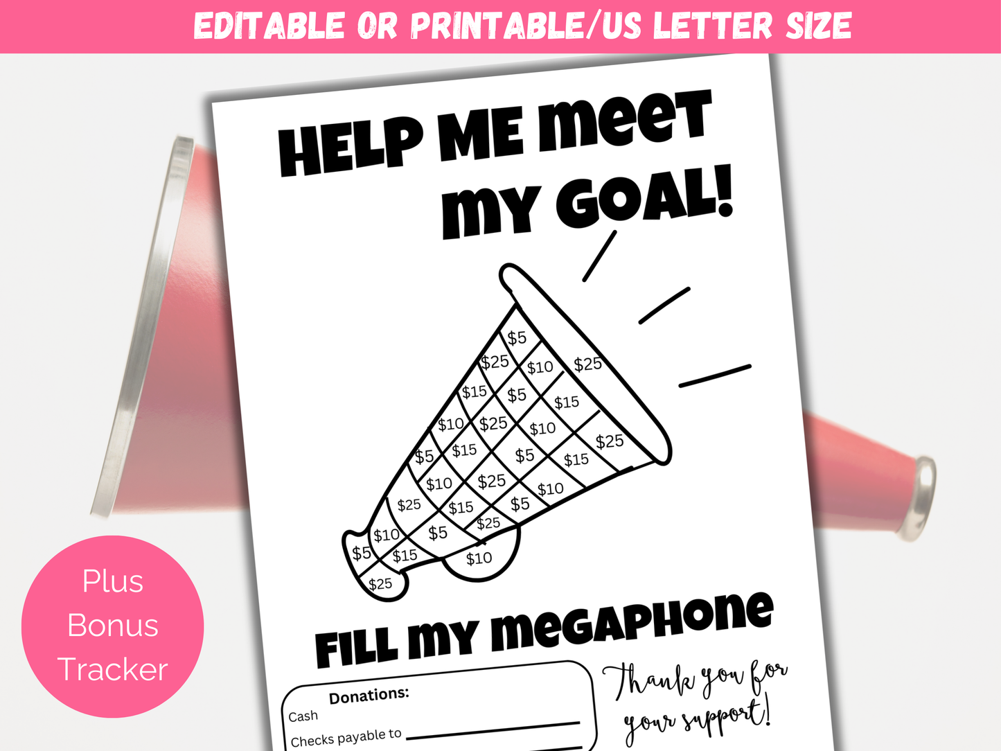Editable Fill My Megaphone Fundraiser Template