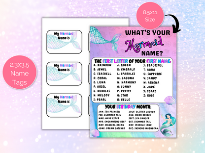 What's Your Mermaid Name Game + Name Tags