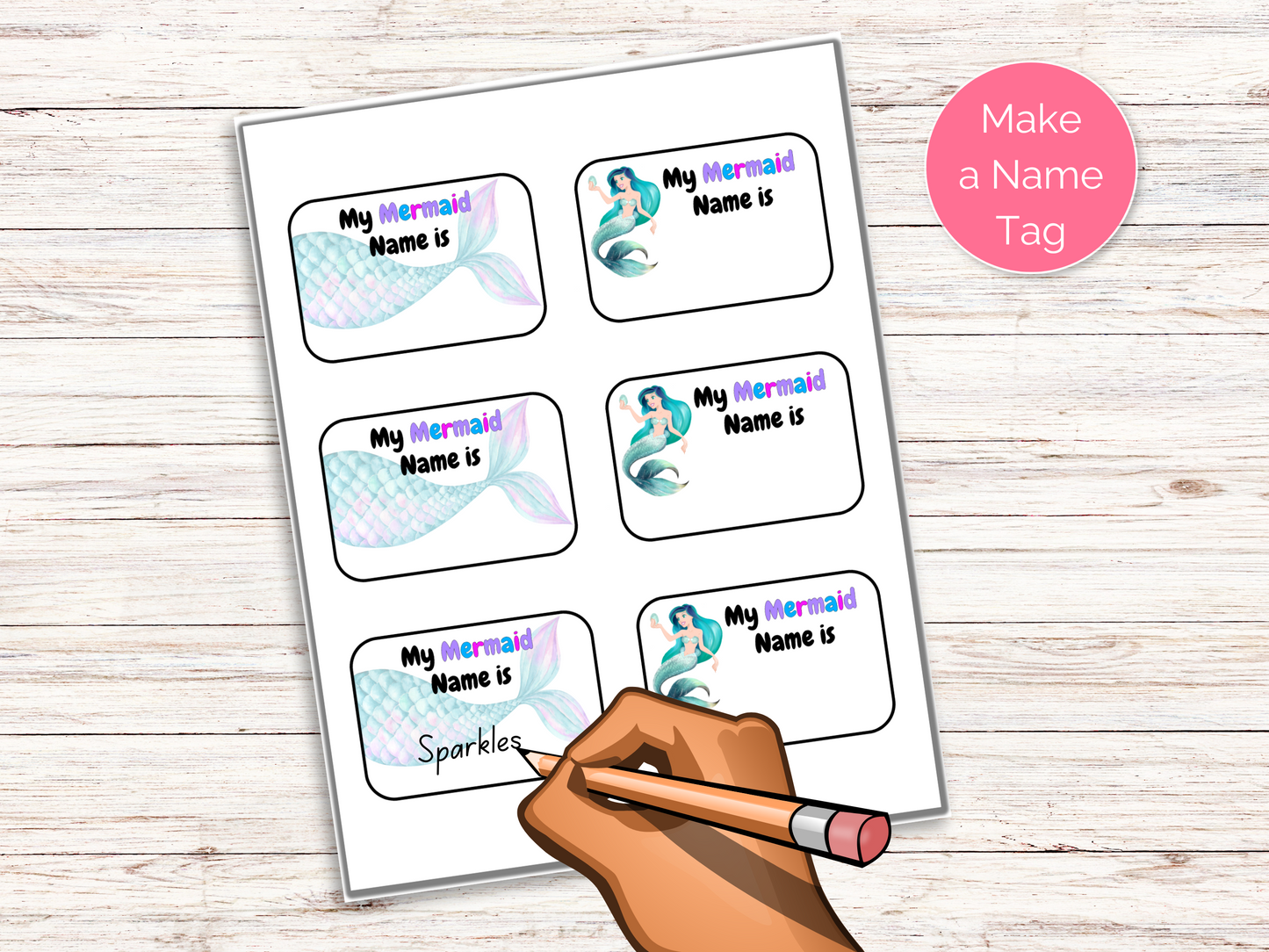 What's Your Mermaid Name Game + Name Tags