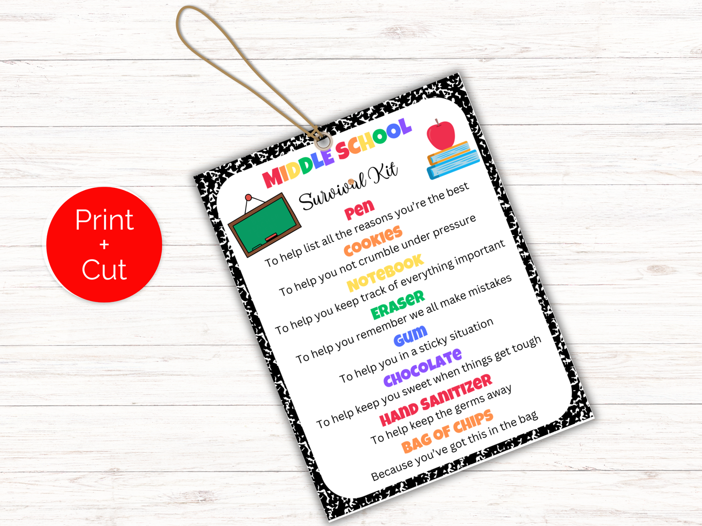 Editable Middle School Survival Kit Gift Tags