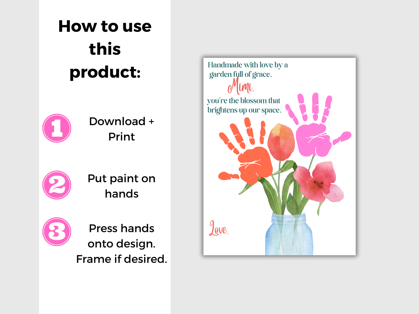 Mimi Flower Handprint Art Poem