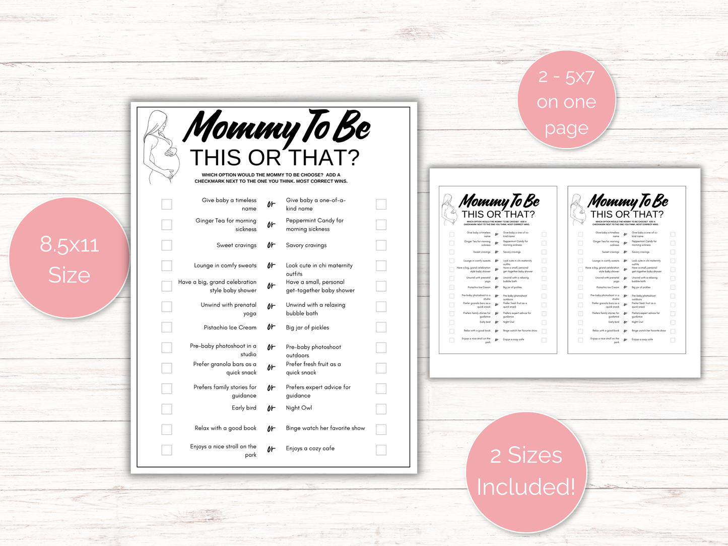 Mom To Be This or That Game Baby Shower Game