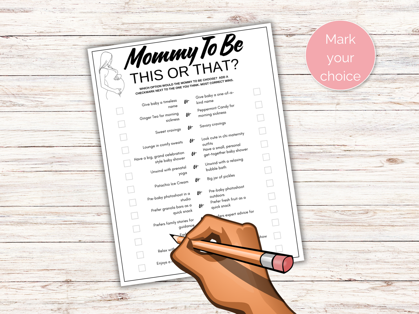 Mom To Be This or That Game Baby Shower Game
