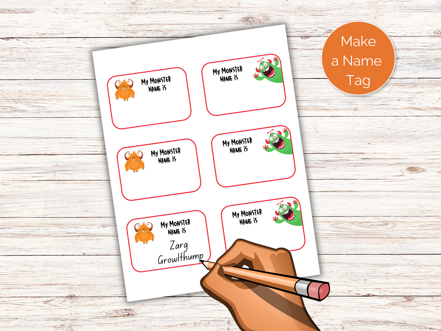 What's Your Monster Name Game + Name Tags