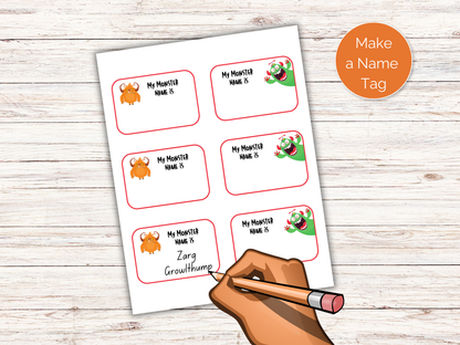 What's Your Monster Name Game + Name Tags