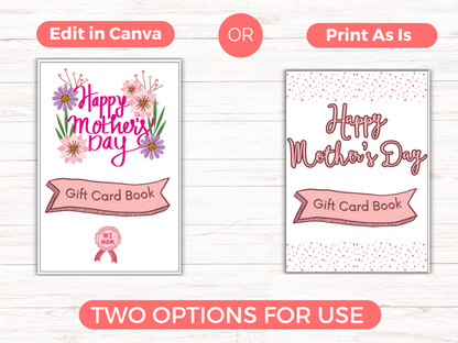 Mothers Day Gift Card Book Editable or Printable
