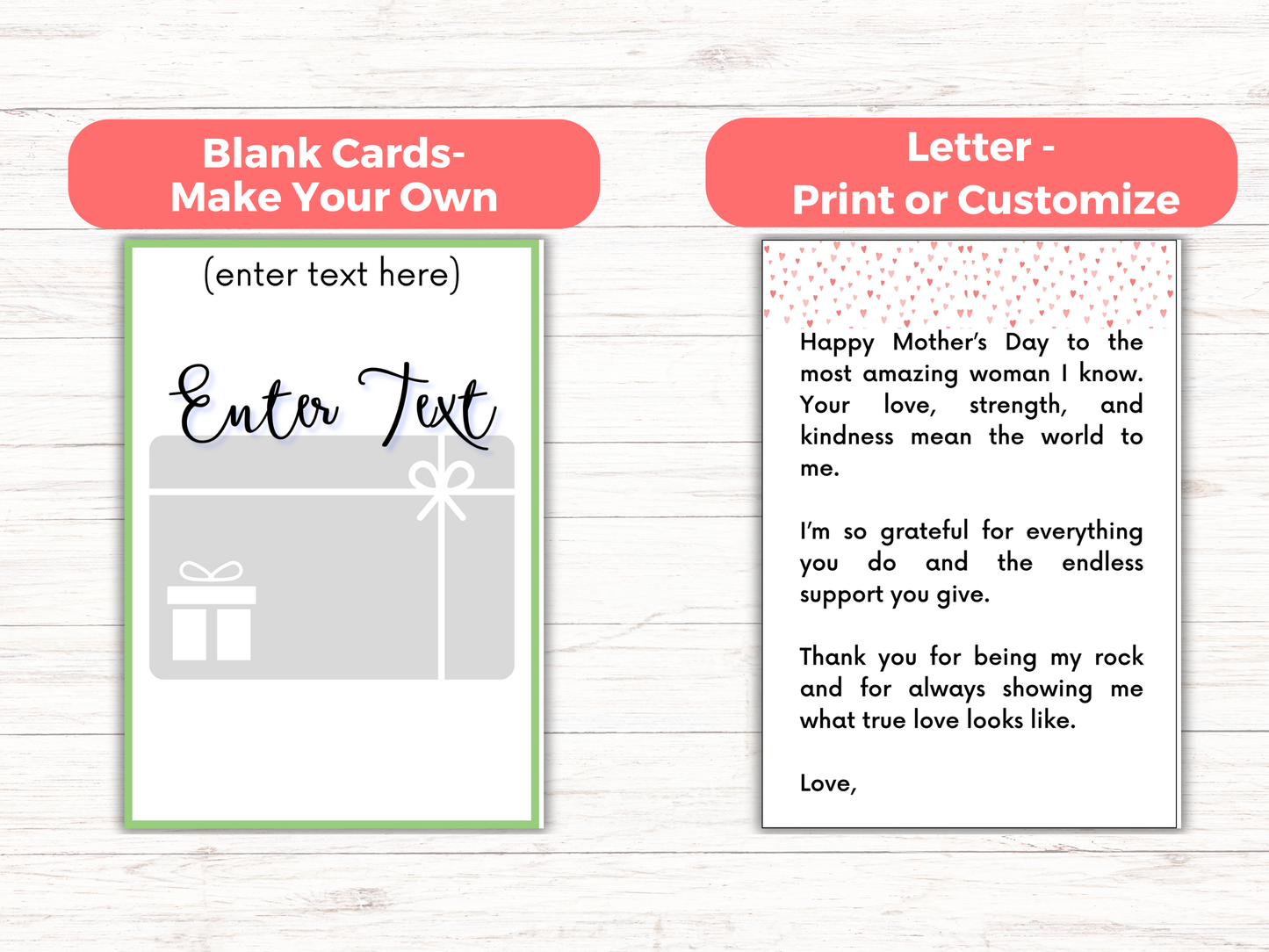 Mothers Day Gift Card Book Editable or Printable