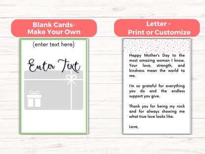 Mothers Day Gift Card Book Editable or Printable