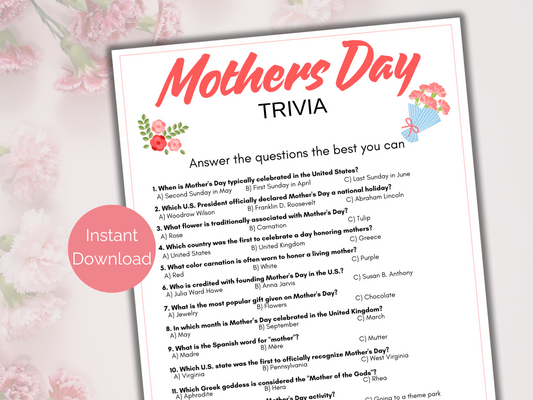 Mothers Day Trivia Game