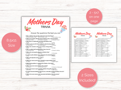 Mothers Day Trivia Game