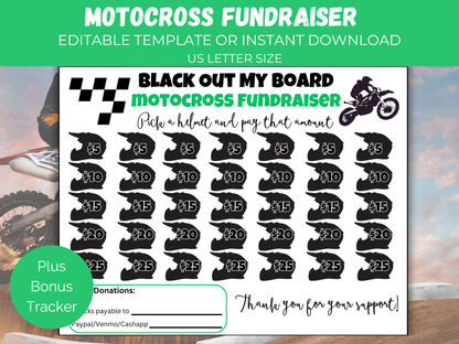 Editable Motocross Black Out My Board Fundraiser