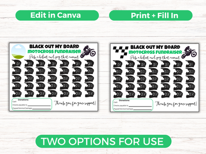 Editable Motocross Black Out My Board Fundraiser