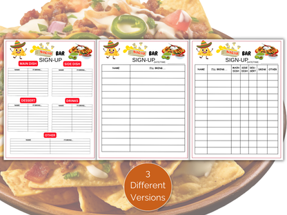 Nacho Bar Sign Up Sheet