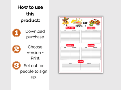 Nacho Bar Sign Up Sheet