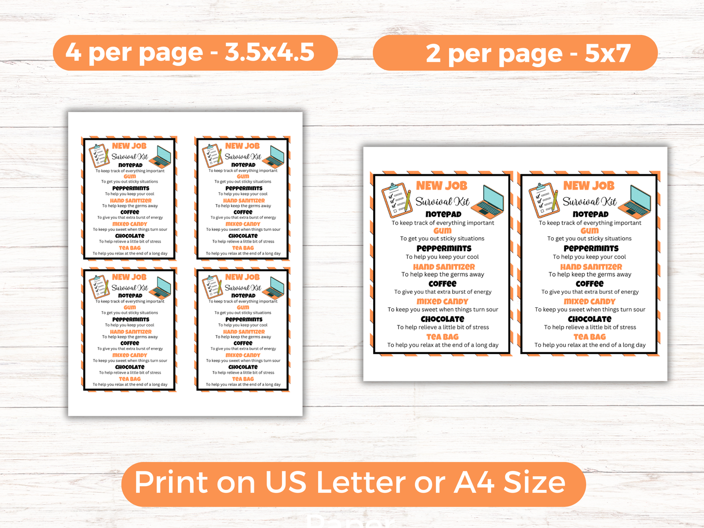 Editable New Job Survival Kit Gift Tags