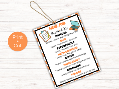 Editable New Job Survival Kit Gift Tags
