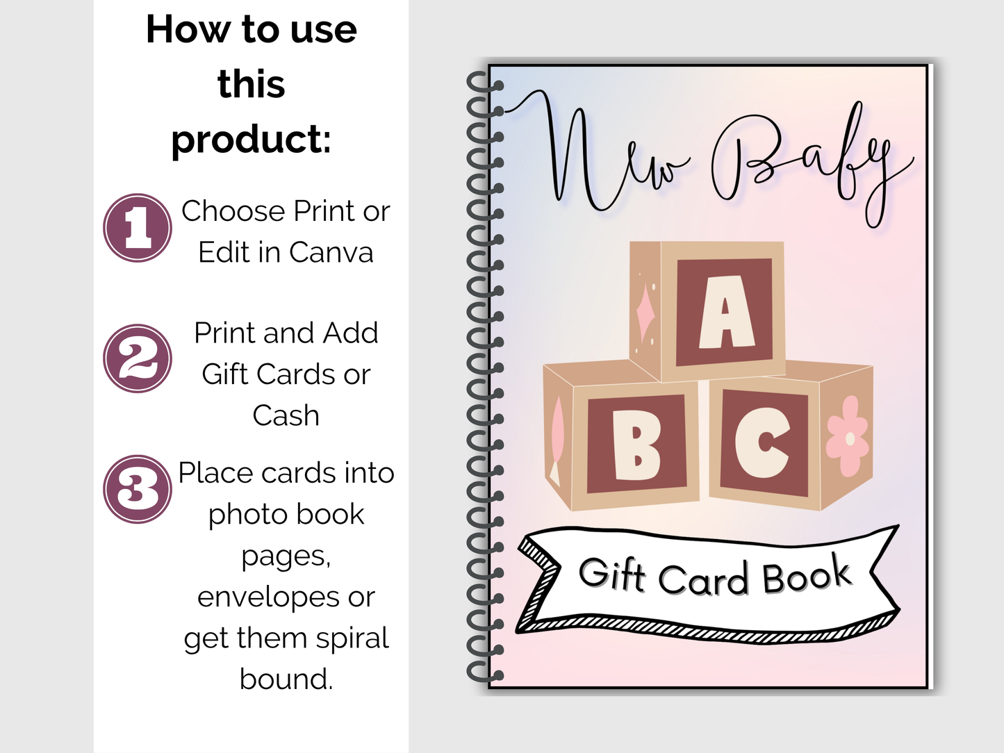 New Baby Gift Card Book Editable or Printable