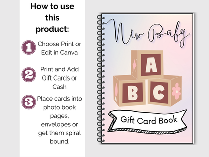 New Baby Gift Card Book Editable or Printable
