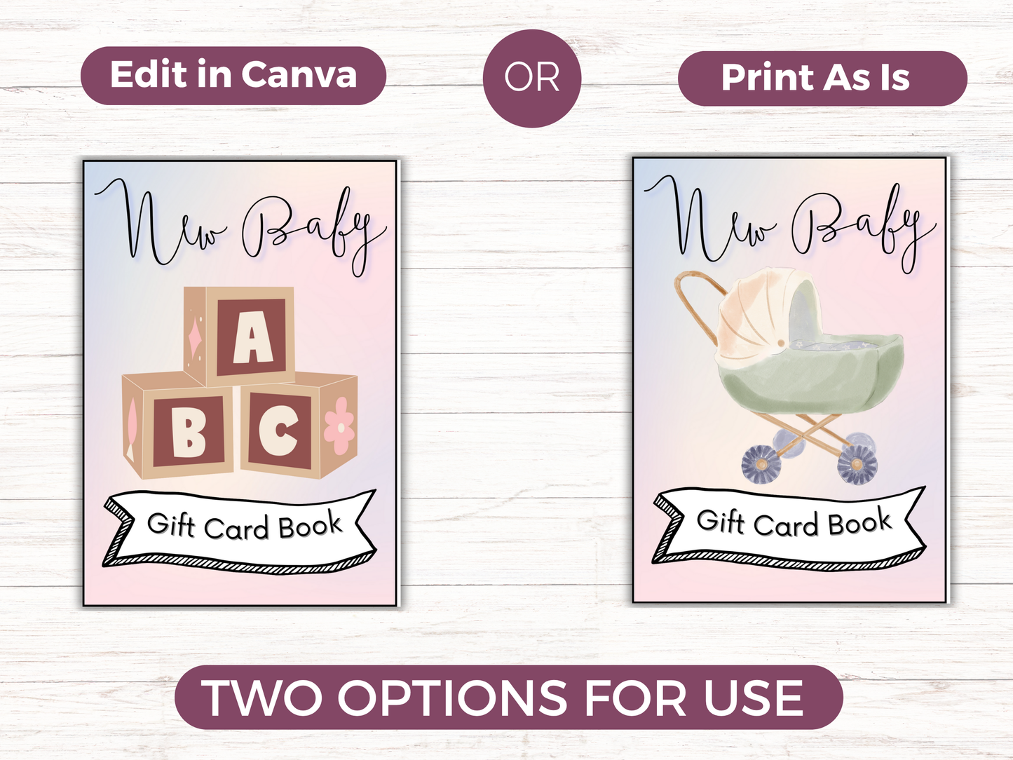 New Baby Gift Card Book Editable or Printable