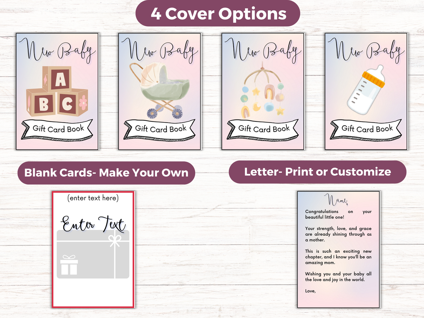 New Baby Gift Card Book Editable or Printable
