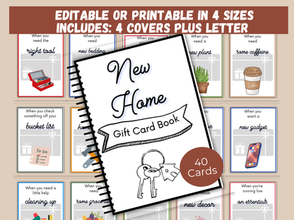New Home Gift Card Book Editable or Printable