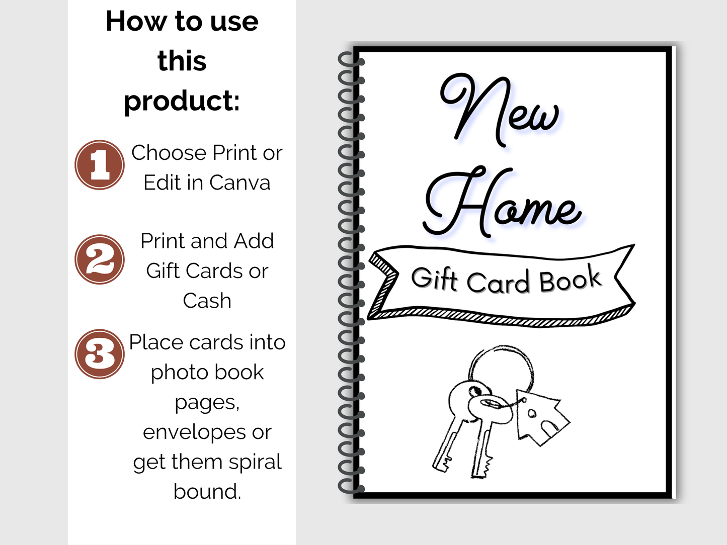 New Home Gift Card Book Editable or Printable