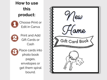 New Home Gift Card Book Editable or Printable