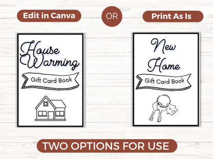 New Home Gift Card Book Editable or Printable
