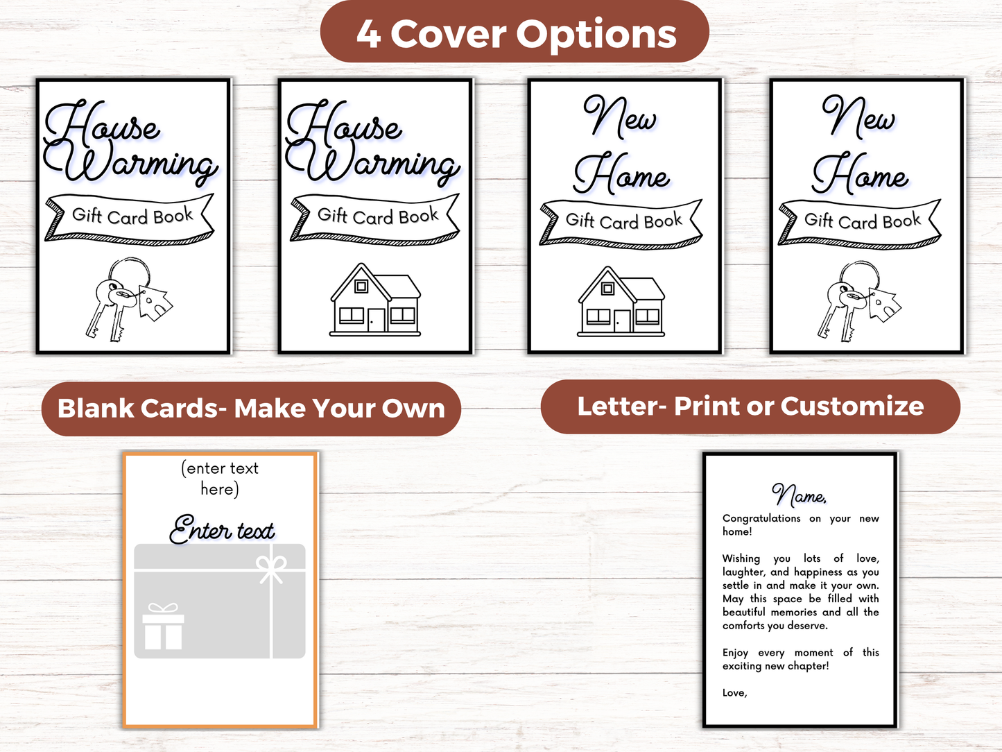 New Home Gift Card Book Editable or Printable