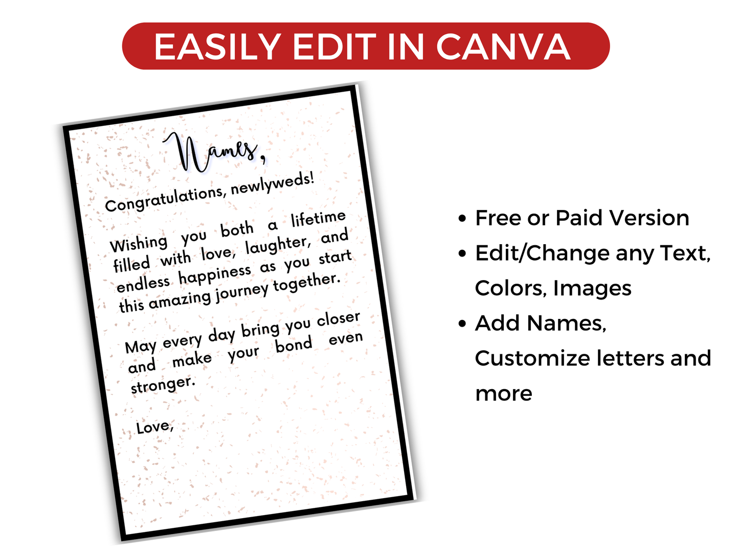 Newlywed Gift Card Book Editable or Printable