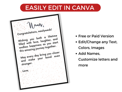 Newlywed Gift Card Book Editable or Printable