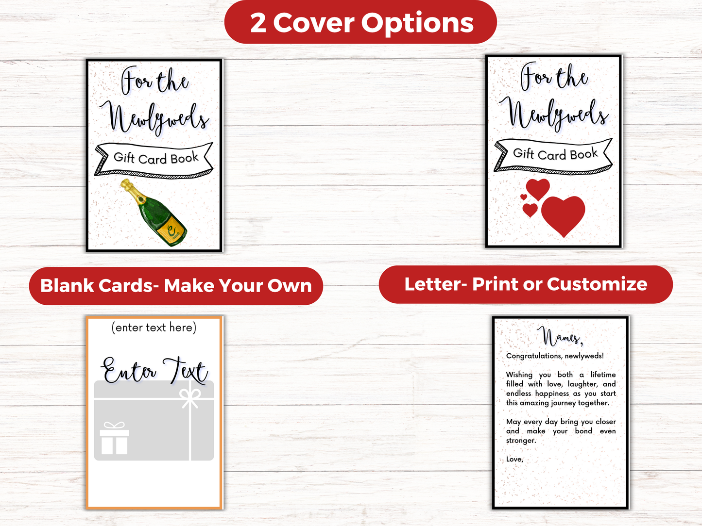 Newlywed Gift Card Book Editable or Printable
