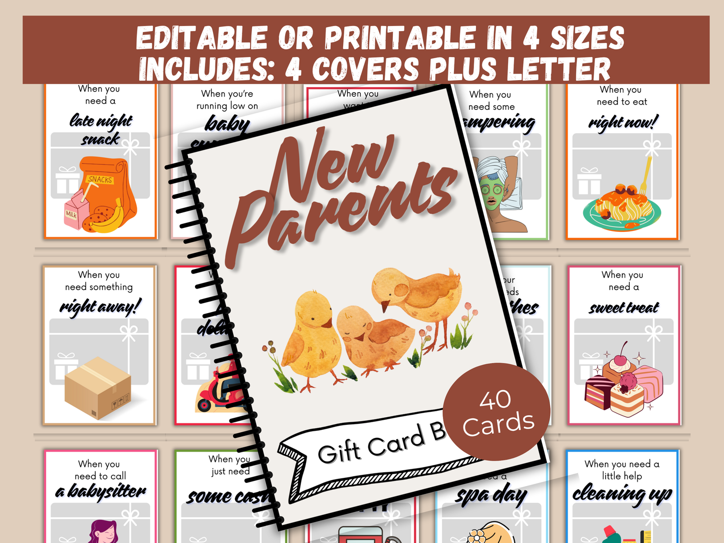 New Parents Gift Card Book Editable or Printable