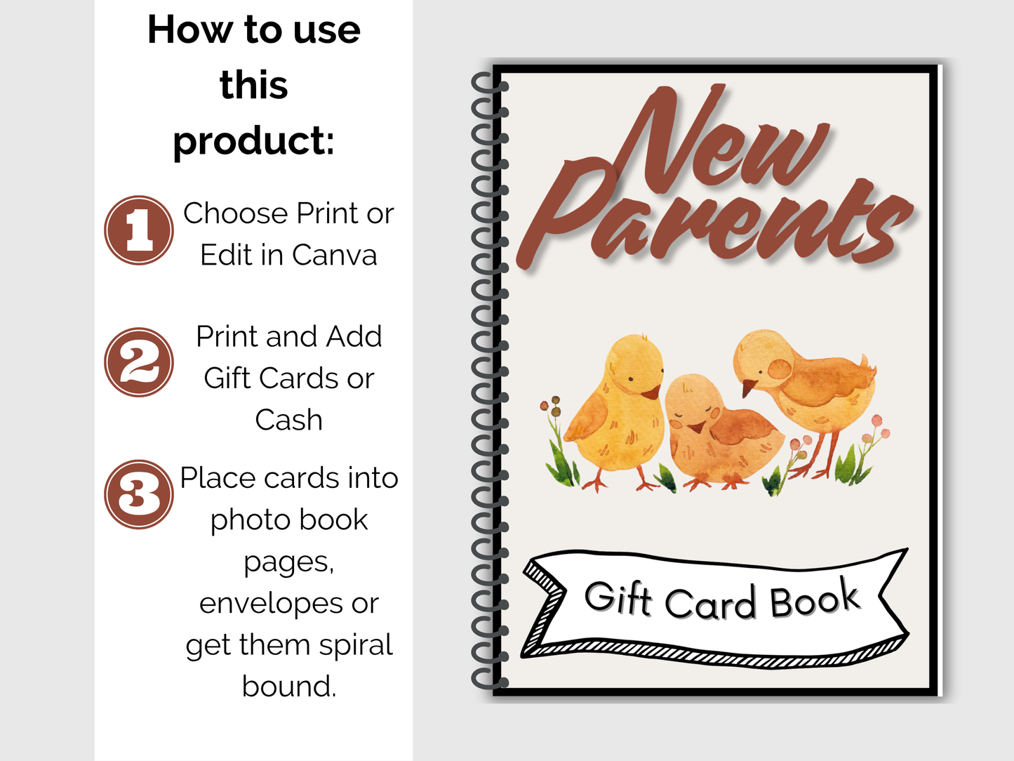New Parents Gift Card Book Editable or Printable