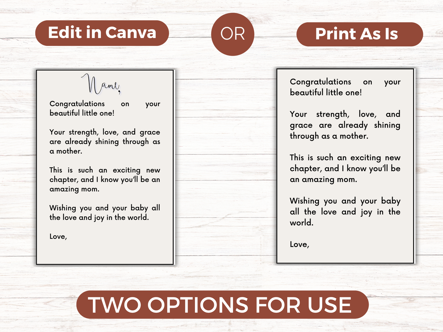 New Parents Gift Card Book Editable or Printable