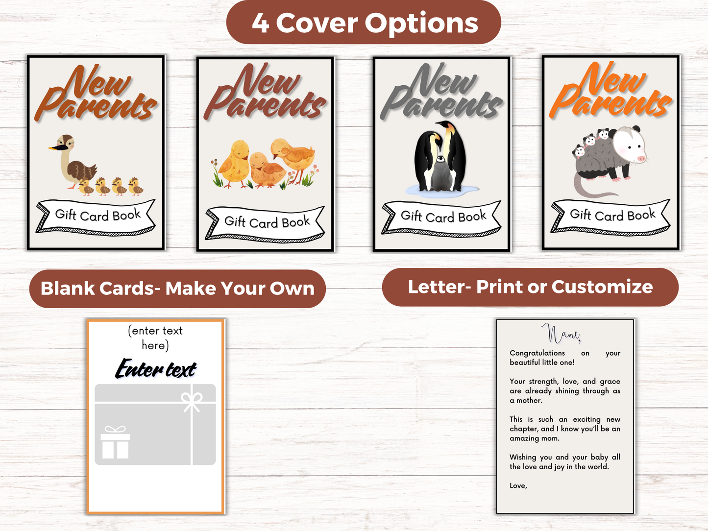New Parents Gift Card Book Editable or Printable