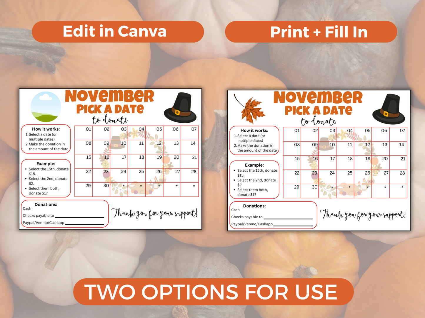 Editable November Pick A Date