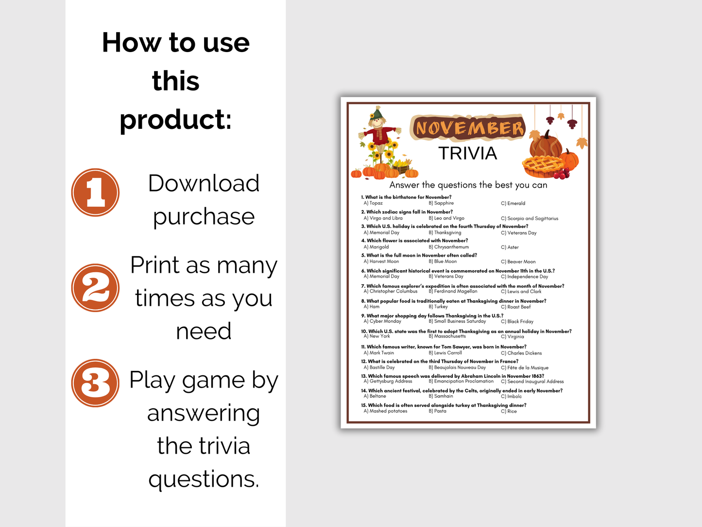 November Trivia Game