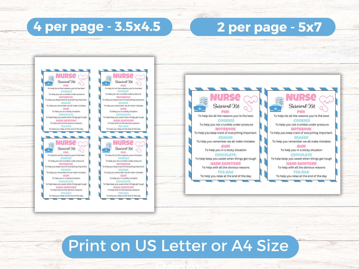 Editable Nurse Survival Kit Gift Tags