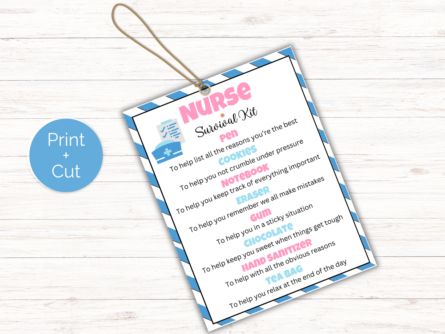 Editable Nurse Survival Kit Gift Tags