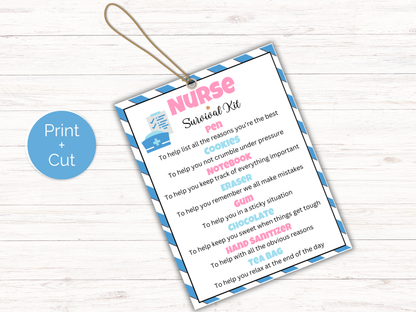 Editable Nurse Survival Kit Gift Tags