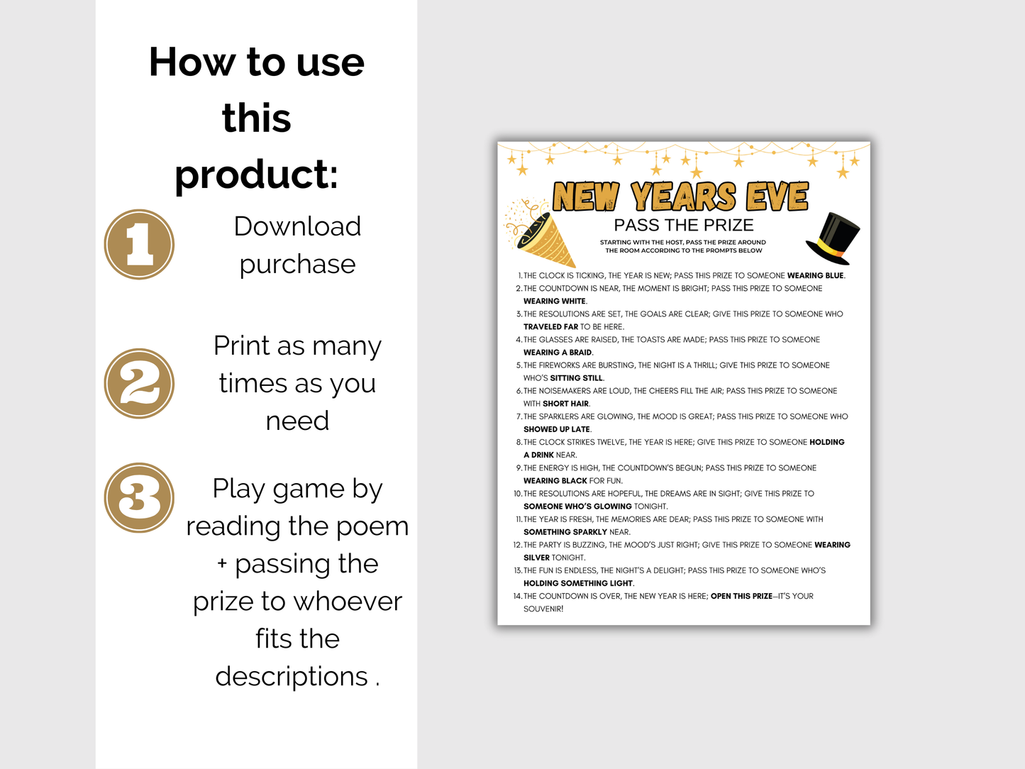 New Years Eve Pass The Prize