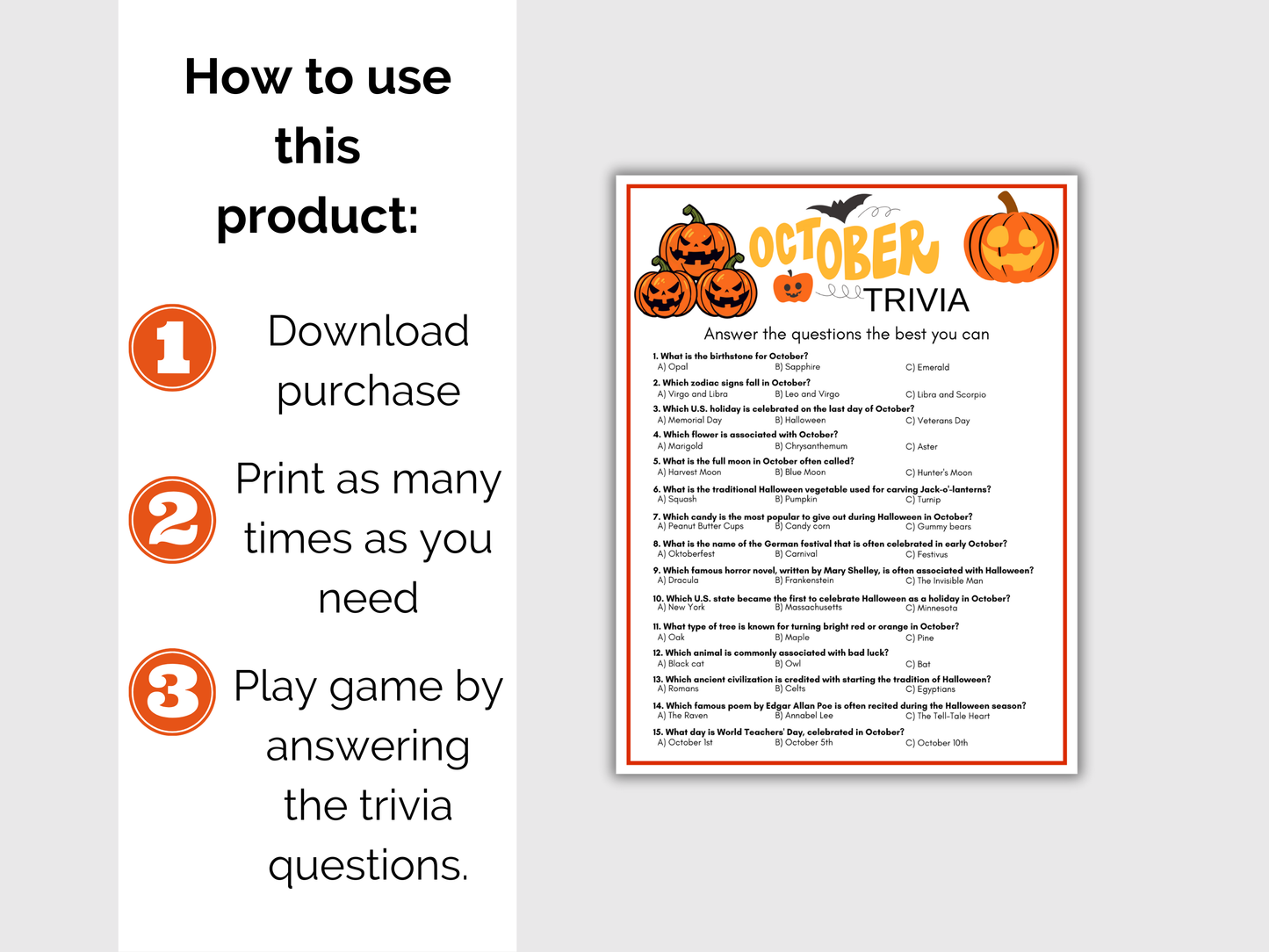 October Trivia Game