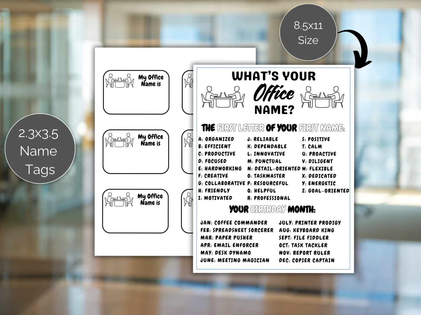 What's Your Office Name Game + Name Tags