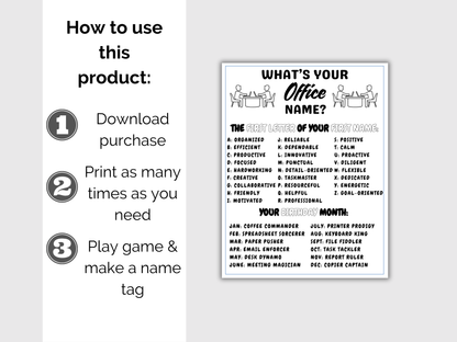 What's Your Office Name Game + Name Tags