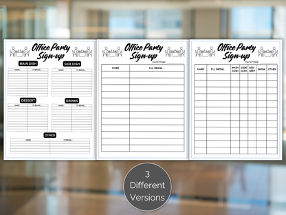 Office Lunch Potluck Sign Up Sheet