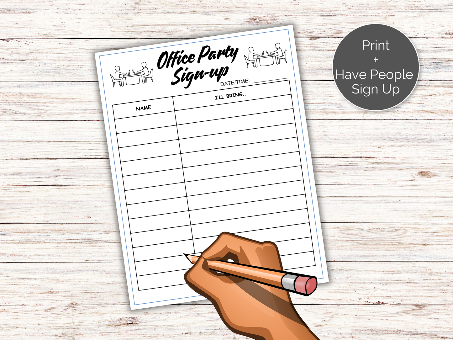 Office Lunch Potluck Sign Up Sheet