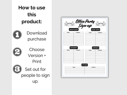 Office Lunch Potluck Sign Up Sheet