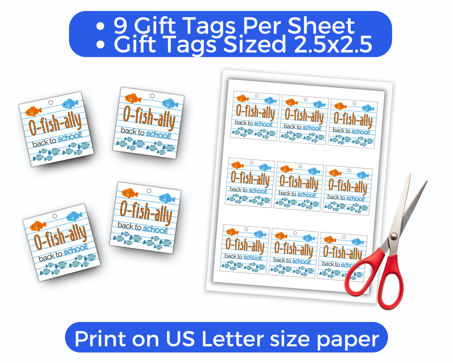 Editable O-Fish-Ally Back to School Gift Tag