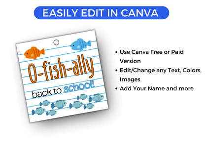 Editable O-Fish-Ally Back to School Gift Tag